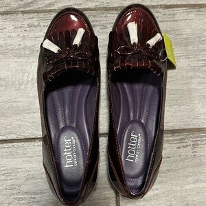HOTTER Red Patent Leather Slip-On Loafers - Women's Size 7, NWT